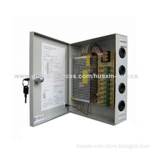 CCTV Power Supply with Self-reset Function and 220V AC/12V DC Voltage, Can Connect to 9 Cameras